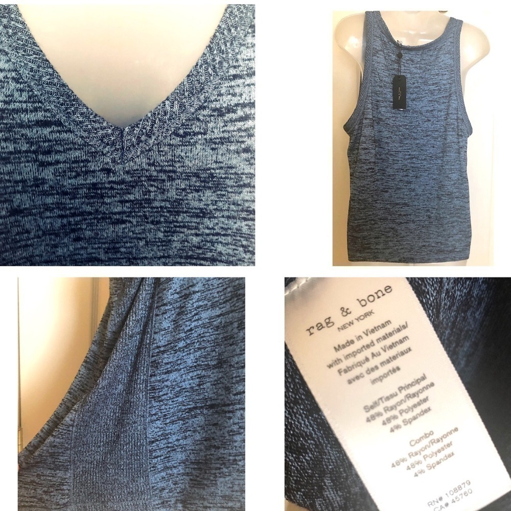 𝅺RAG & Bone Blue Light Knit Sleeveless V Neck Top  NWT BUY NOW PRICE - Picture 4 of 9